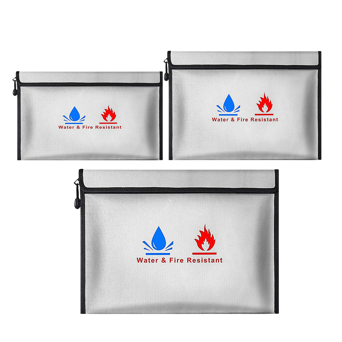 3 Pcs Fireproof Document Bag Water Resistant Coating