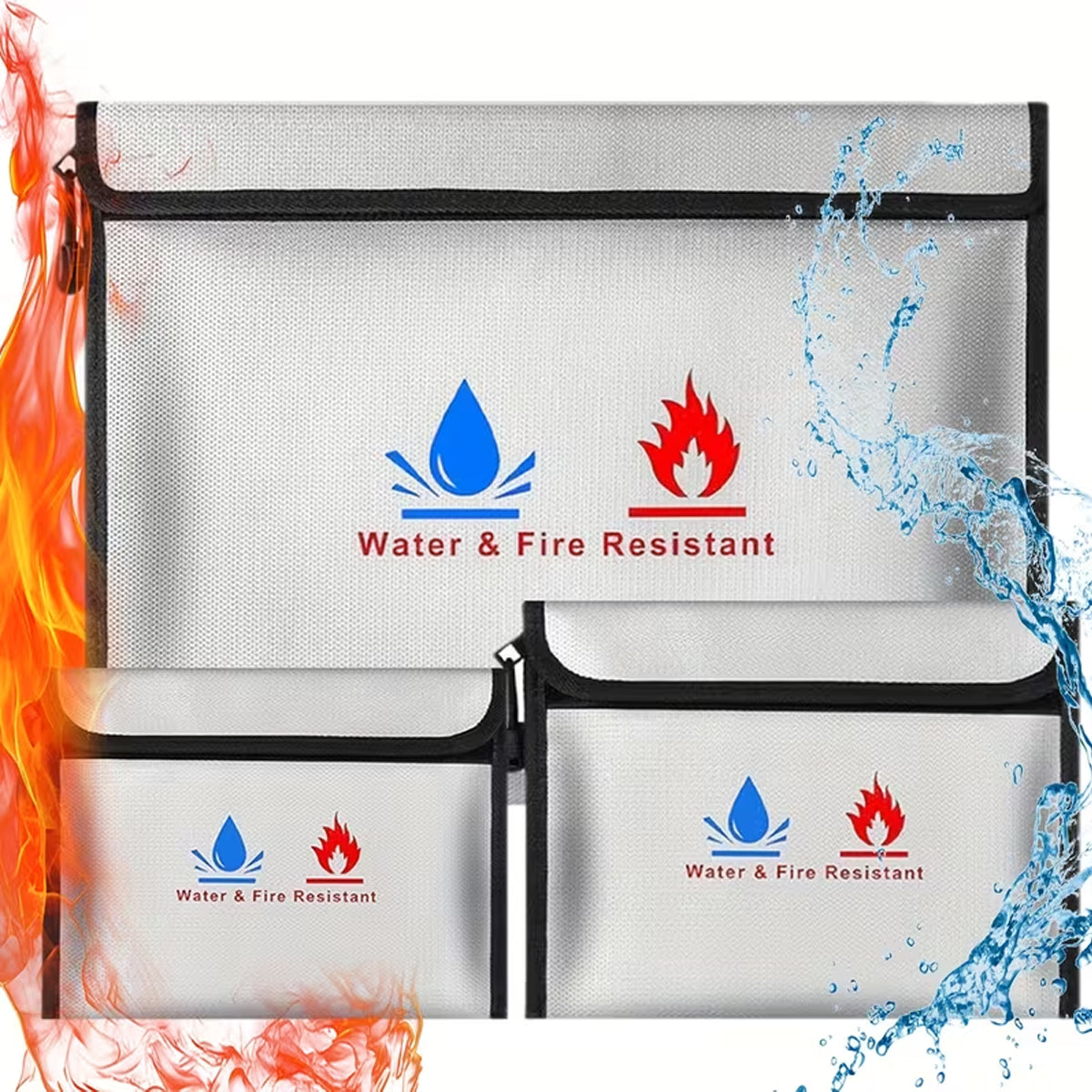 3 Pcs Fireproof Document Bag Water Resistant Coating