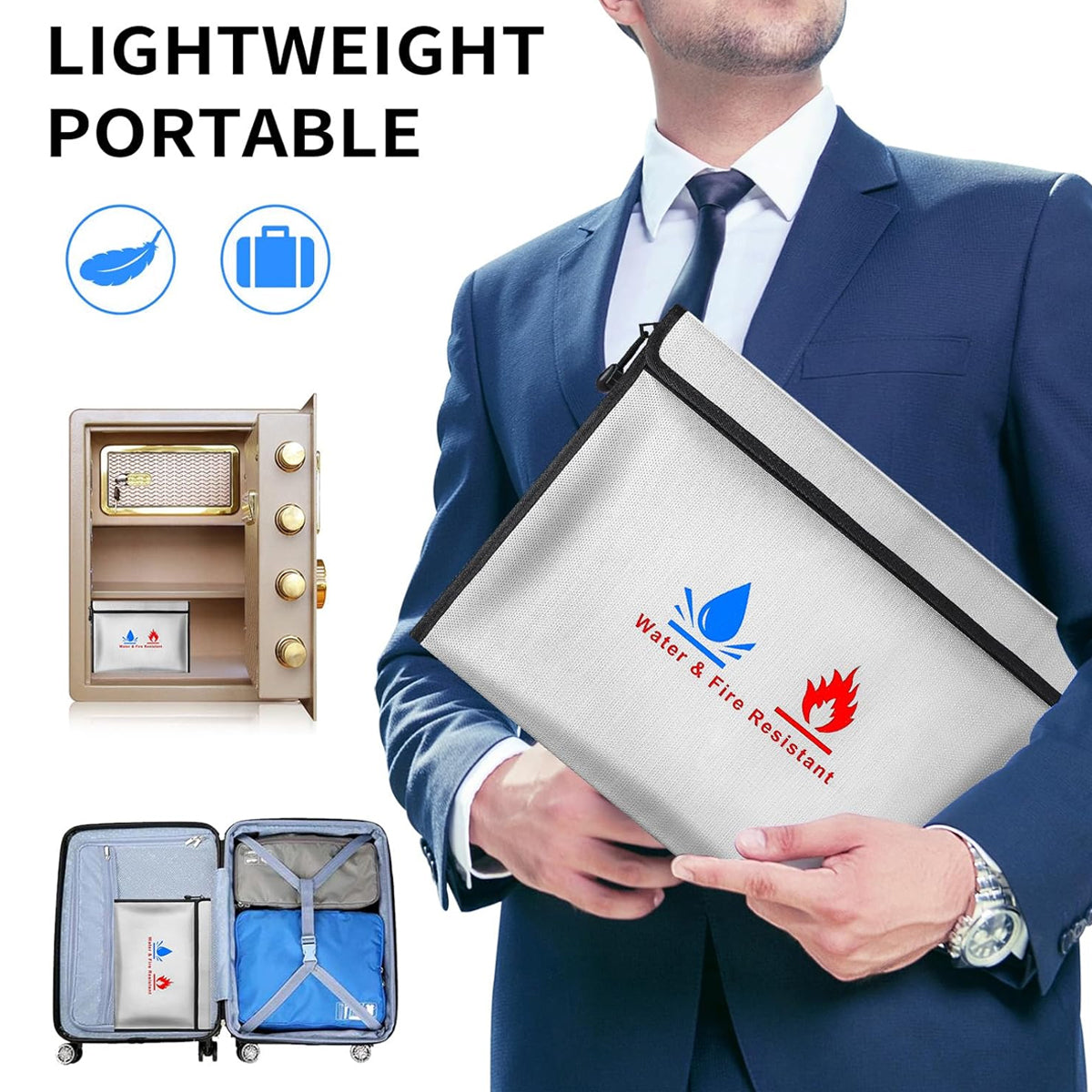3 Pcs Fireproof Document Bag Water Resistant Coating
