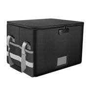 Fireproof File Box Lockable Foldable Storage with Pockets Black