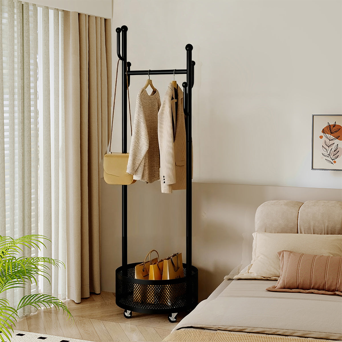 Moveable Floor Coat Rack for Bedroom Storage