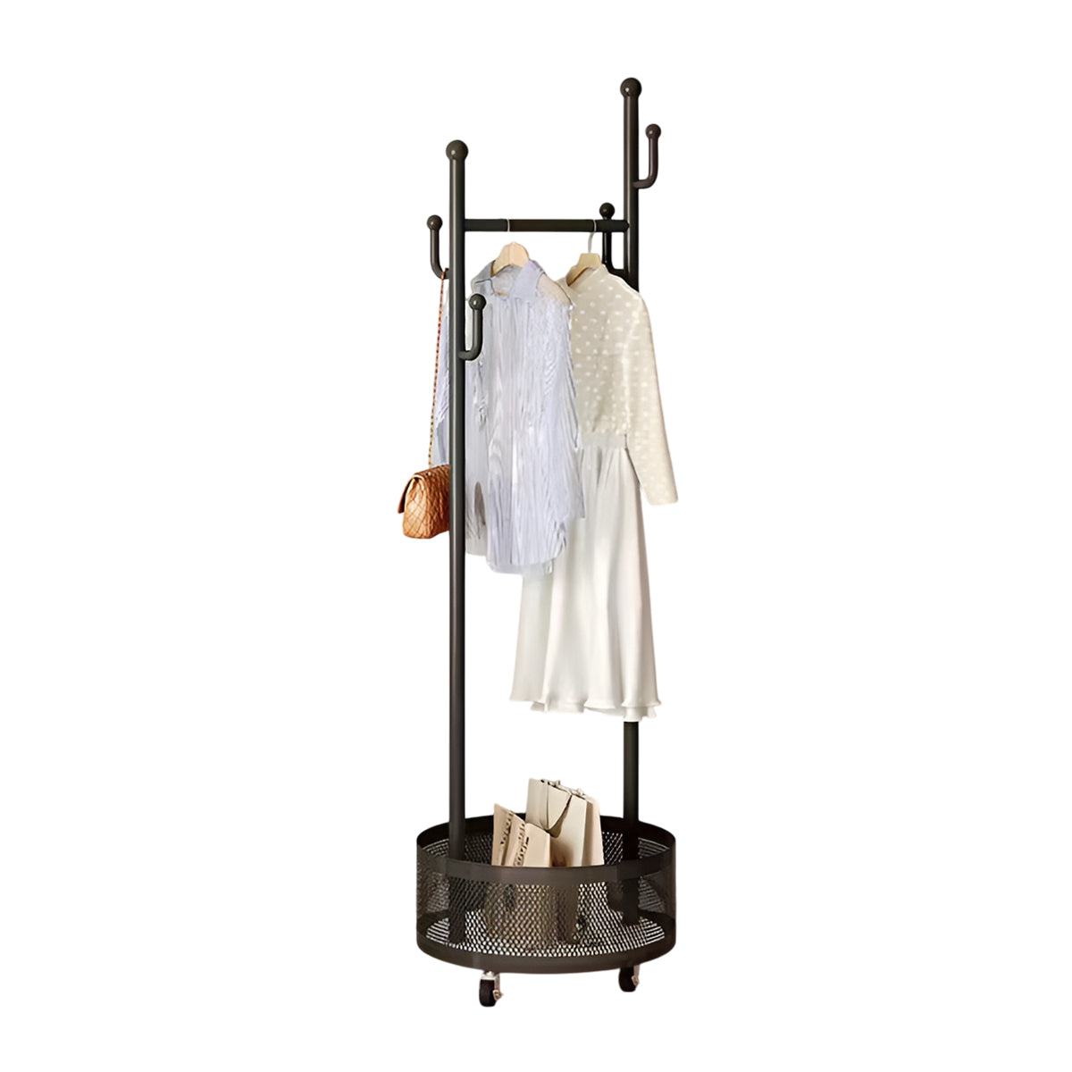 Moveable Floor Coat Rack for Bedroom Storage