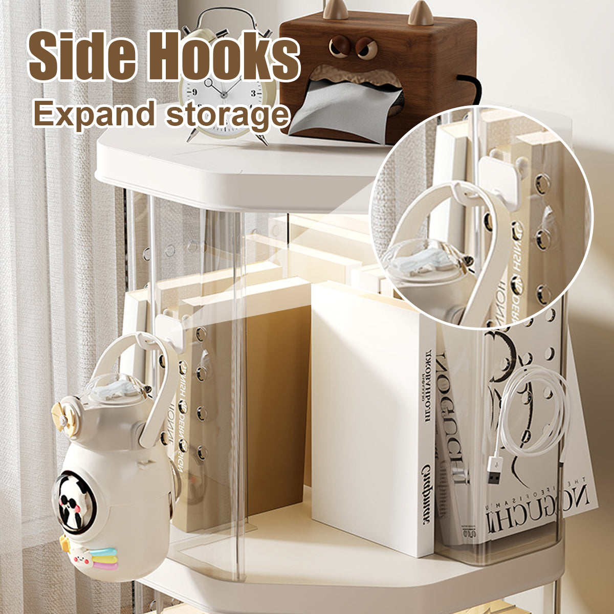 Floor Standing Rotating Bookshelf Clear Panels
