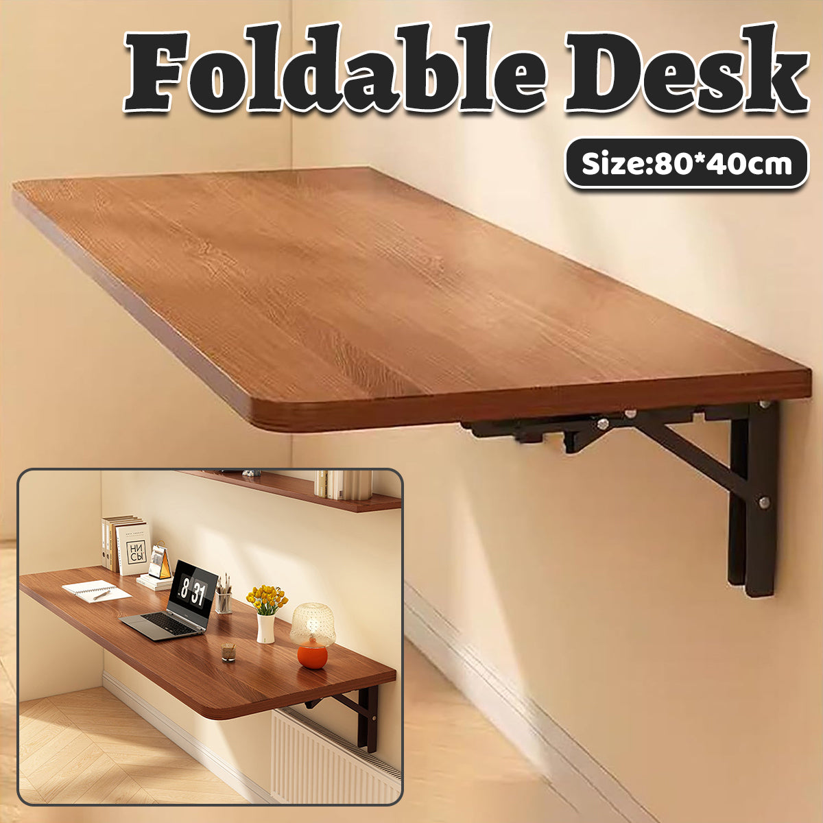 Wall Mounted Foldable Desk for Laptop Writing Space Saving