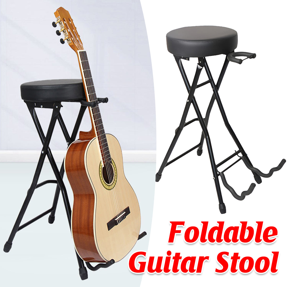 Folding Guitar Stool with Built-in Stand