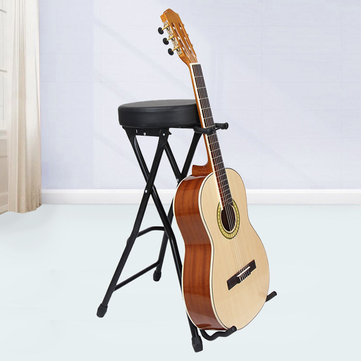 Folding Guitar Stool with Built-in Stand