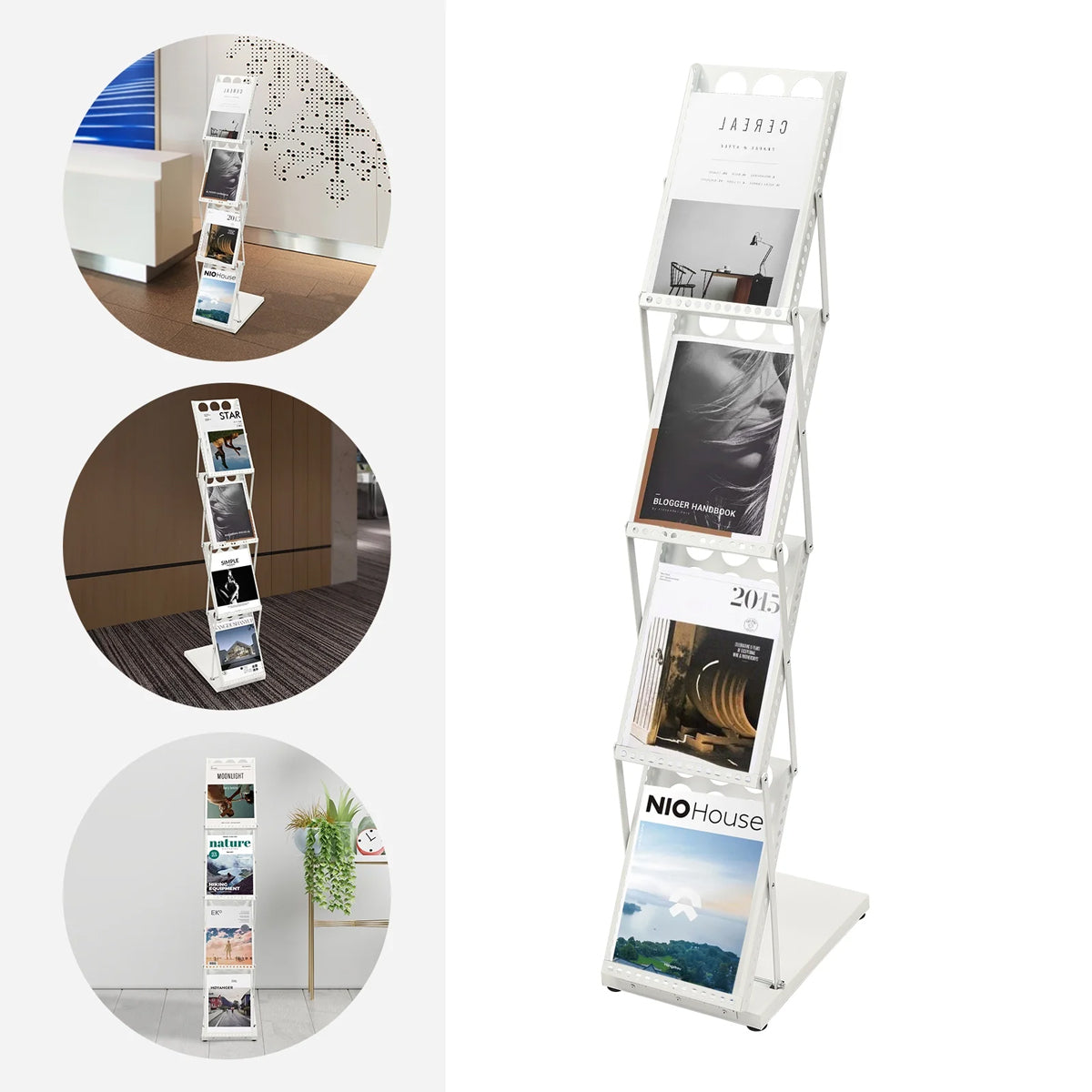 A4 Foldable Metal Magazine File Rack