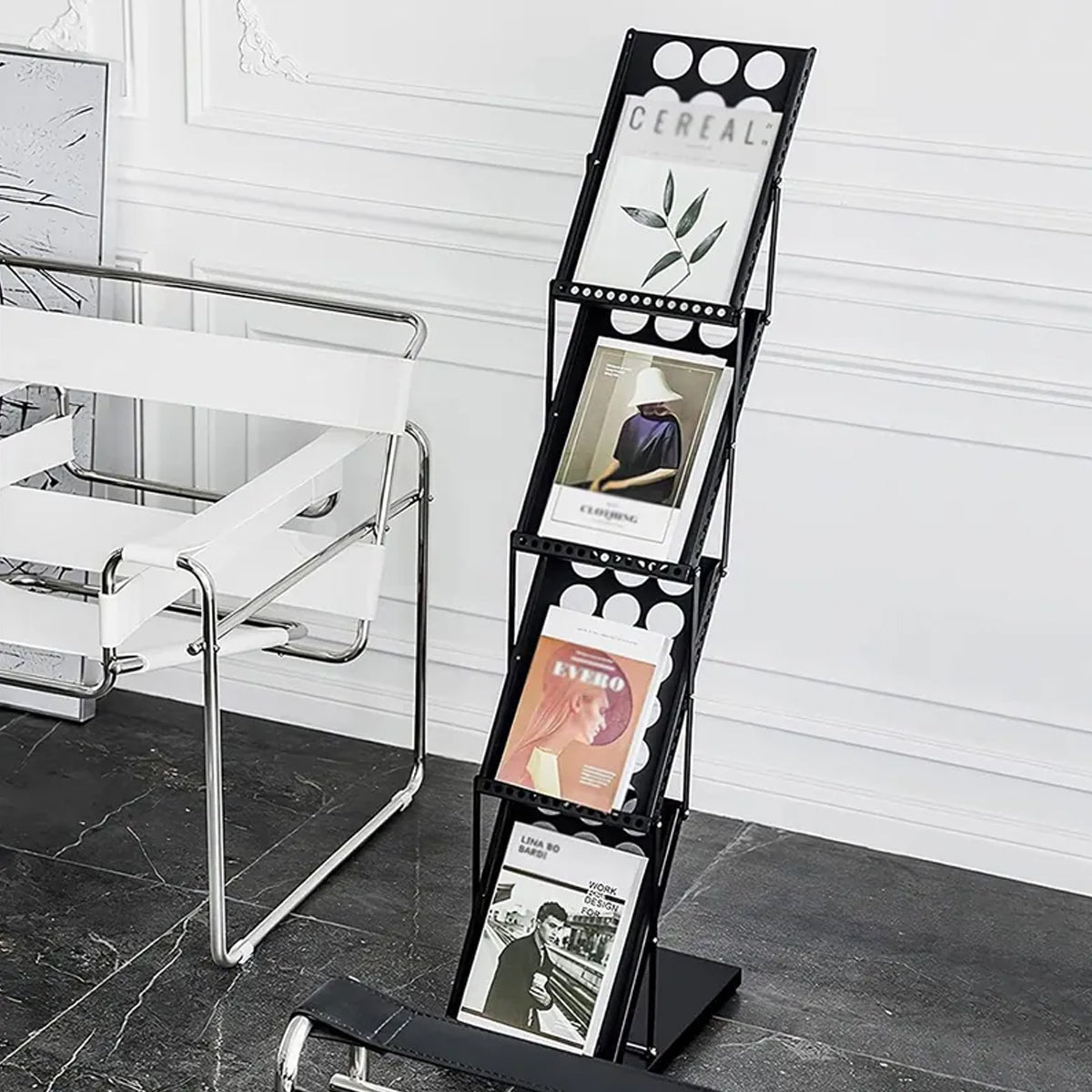 A4 Foldable Metal Magazine File Rack