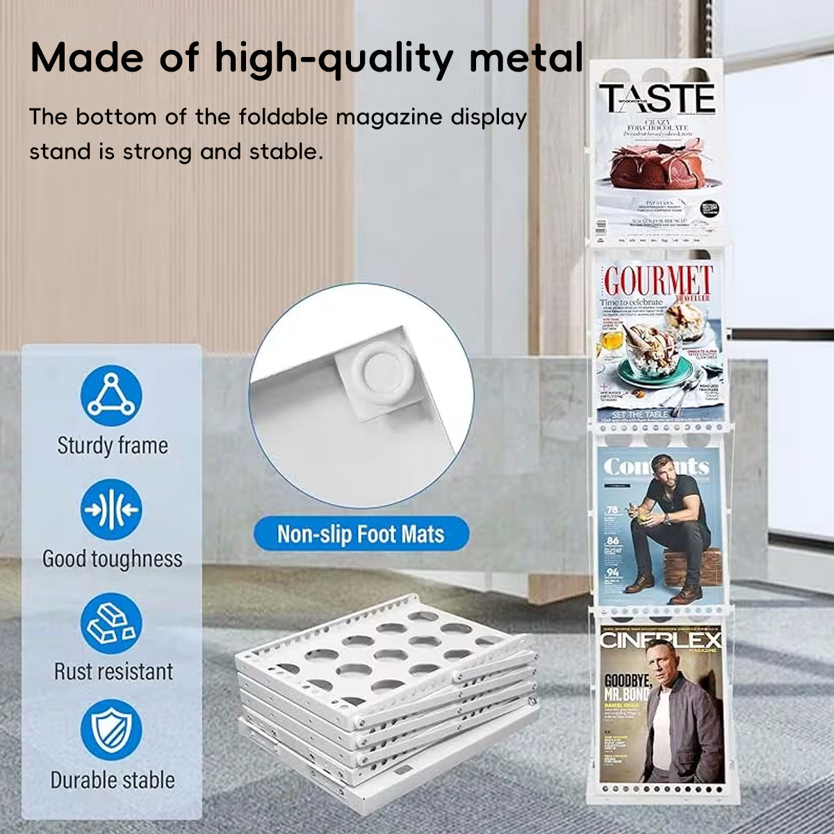 A4 Foldable Metal Magazine File Rack