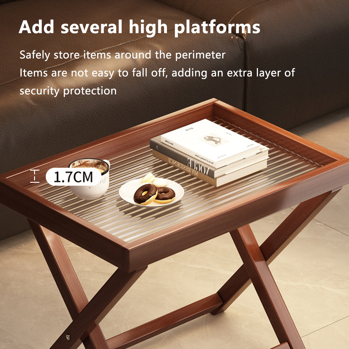 Bamboo Folding Side Table with Removable Tray Top