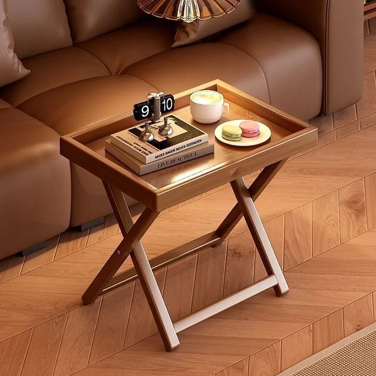 Bamboo Folding Side Table with Removable Tray Top