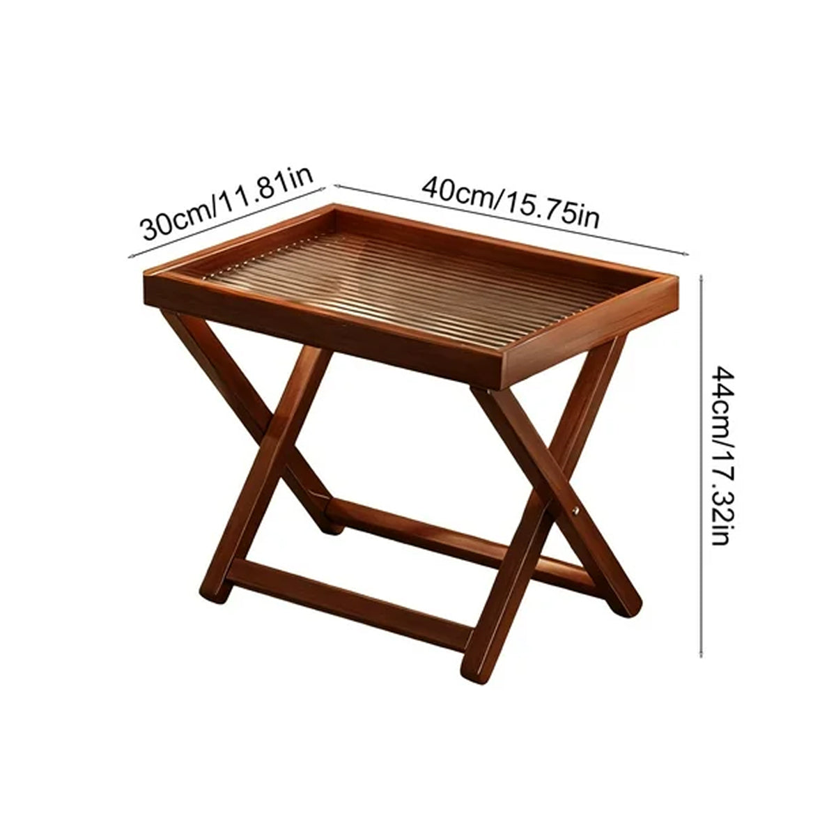 Bamboo Folding Side Table with Removable Tray Top