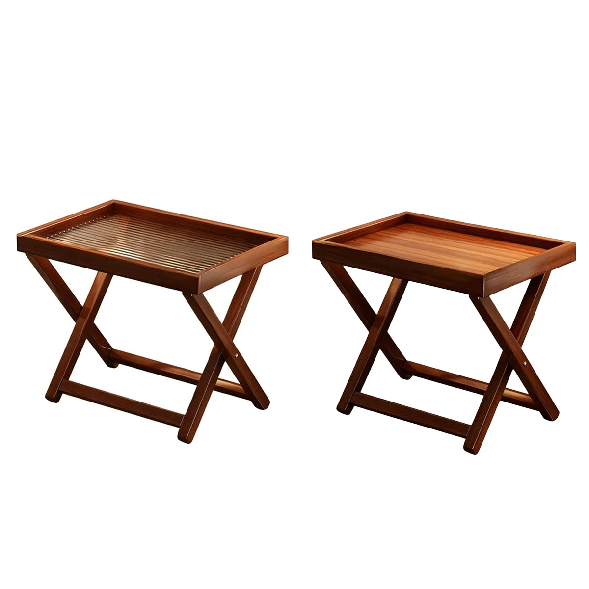 Bamboo Folding Side Table with Removable Tray Top