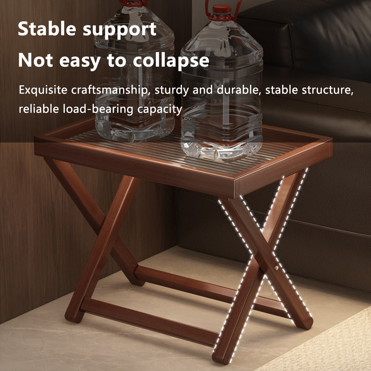 Bamboo Folding Side Table with Removable Tray Top