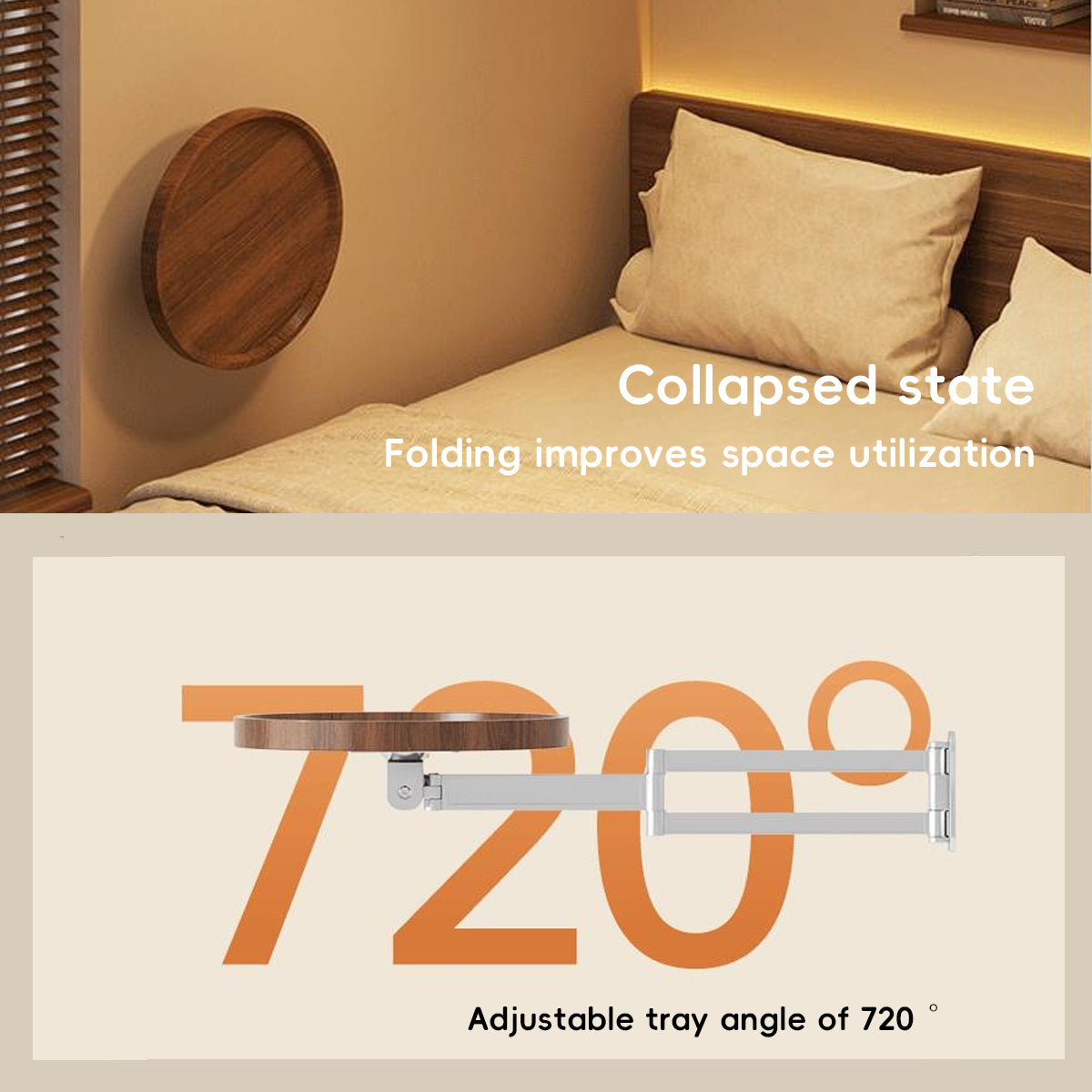 Wall Mounted Foldable Round Table Space Saving