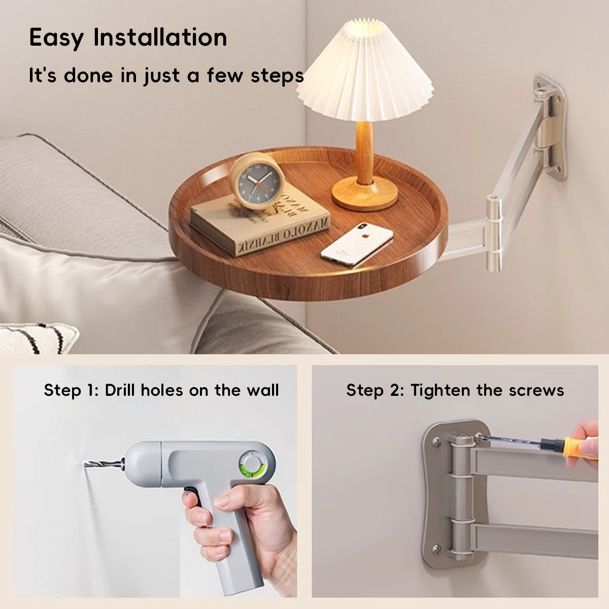 Wall Mounted Foldable Round Table Space Saving