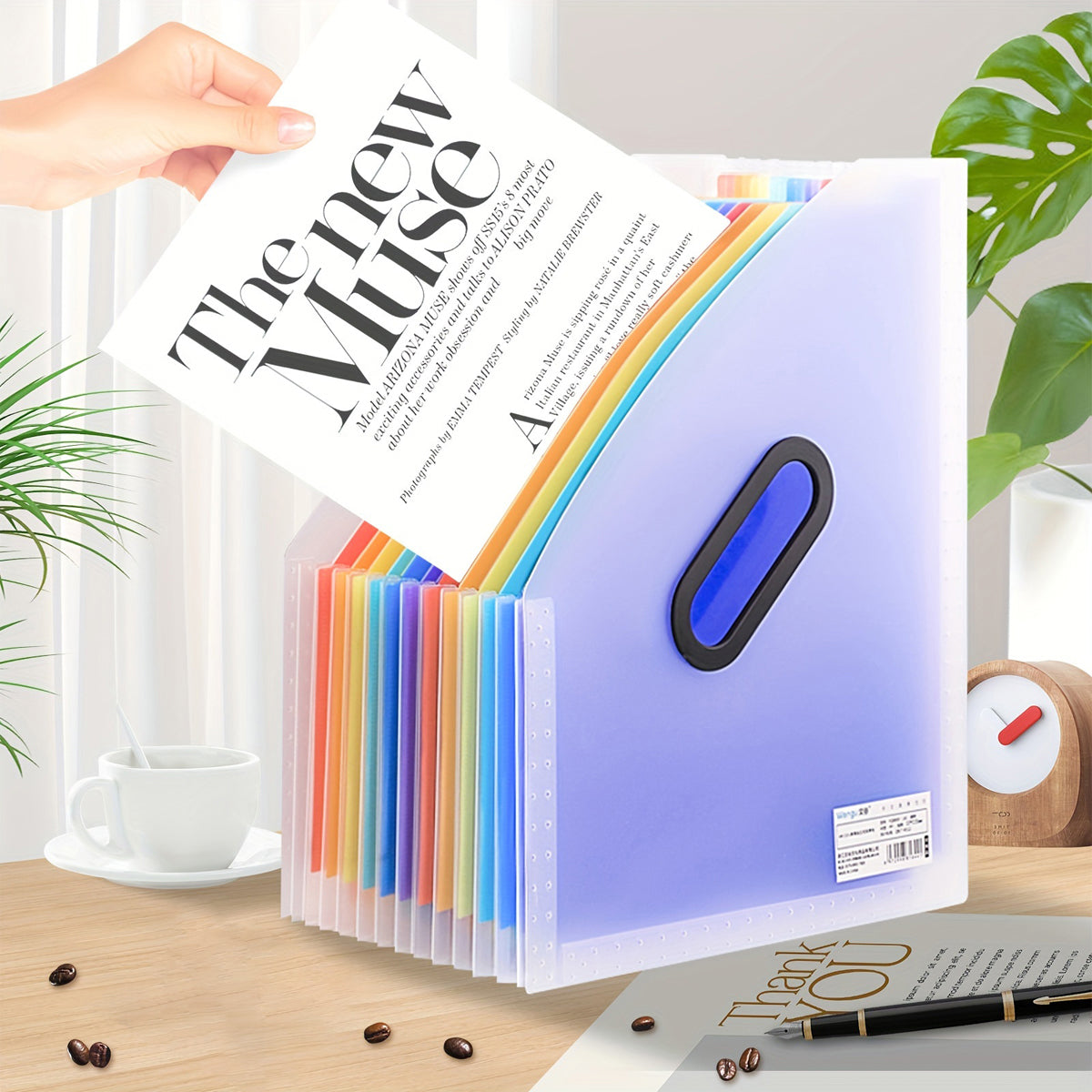 2 Pcs Stand-Up Accordion File Folder with 12 Pockets Waterproof