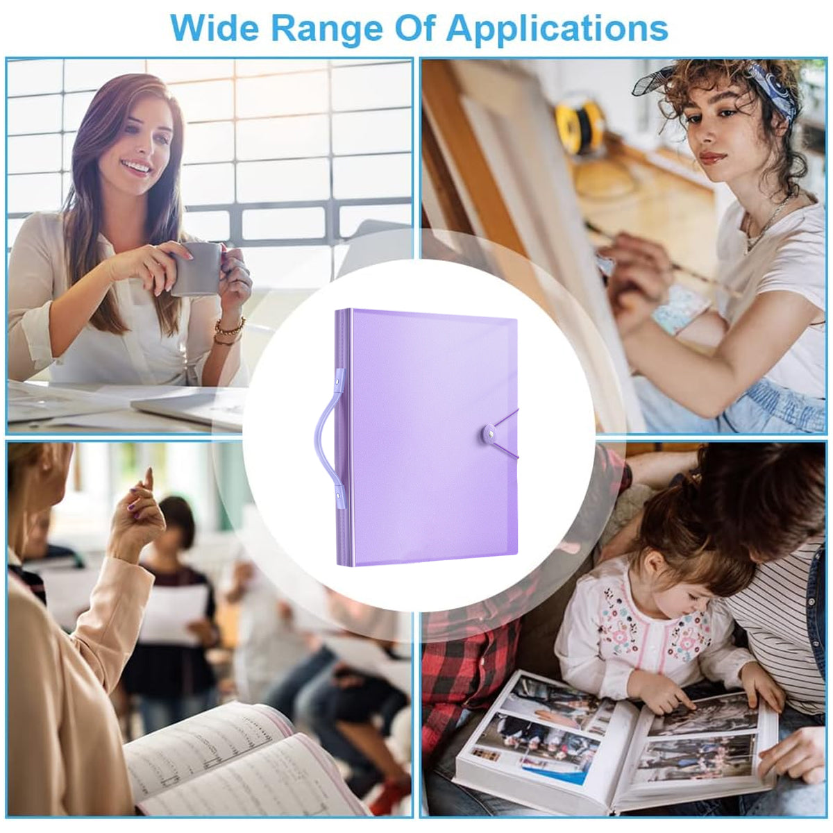 A3/8K Kids Drawing Book Storage Album with Handle 120-Sheet Capacity