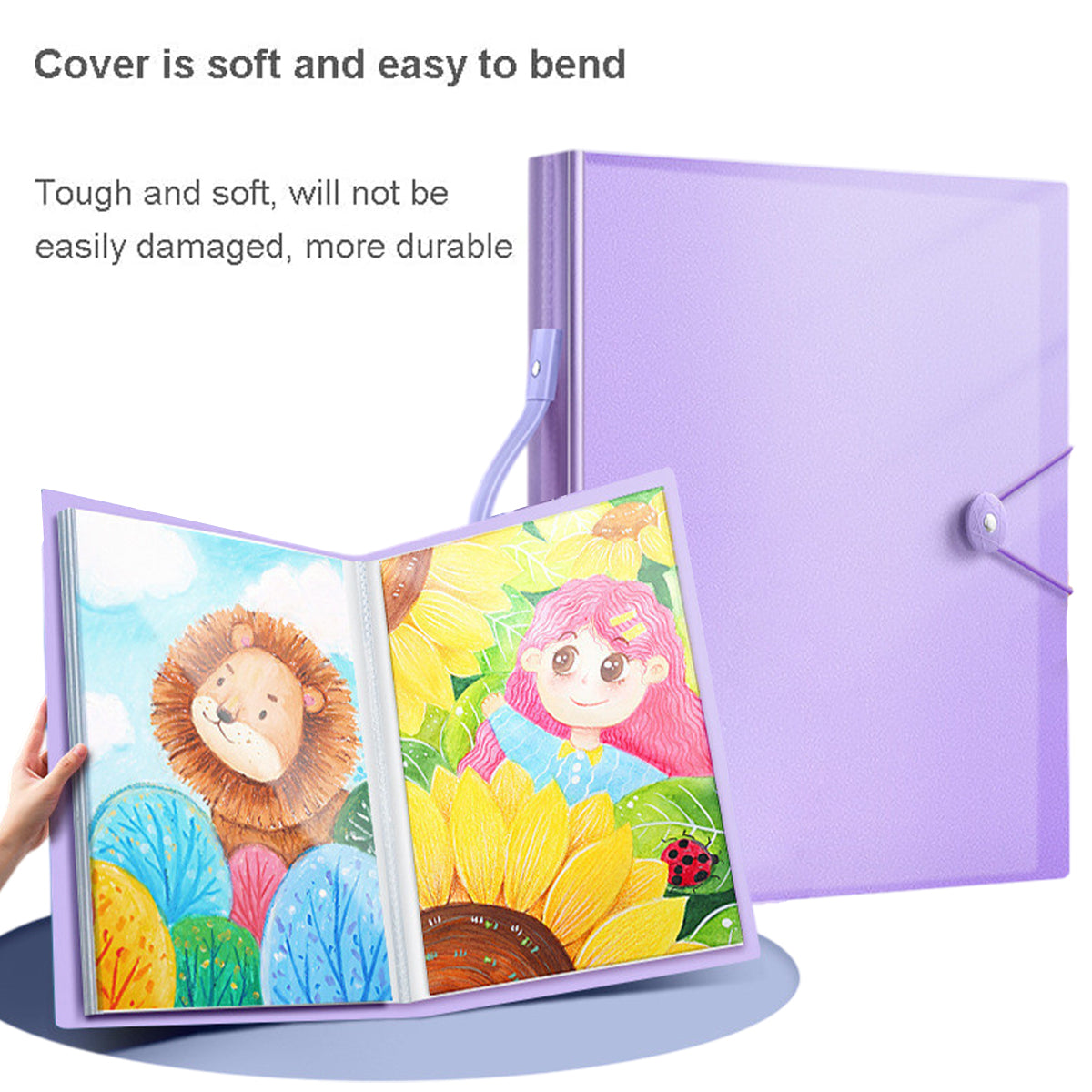 A3/8K Kids Drawing Book Storage Album with Handle 120-Sheet Capacity
