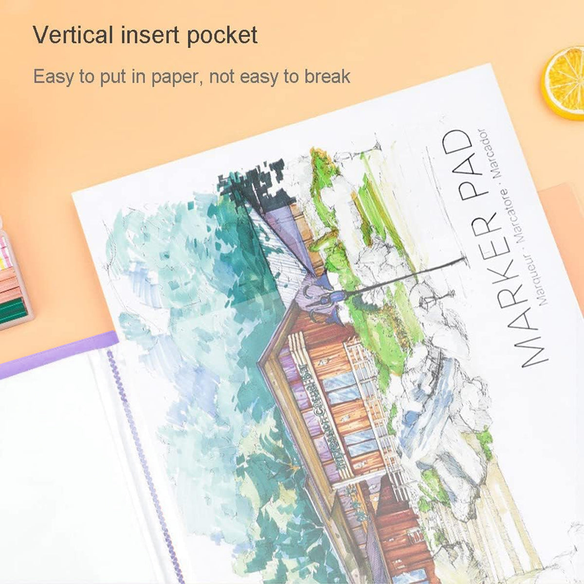 A3/8K Kids Drawing Book Storage Album with Handle 120-Sheet Capacity