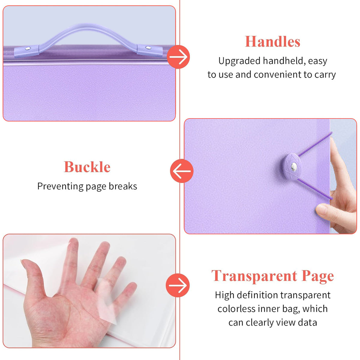 A3/8K Kids Drawing Book Storage Album with Handle 120-Sheet Capacity