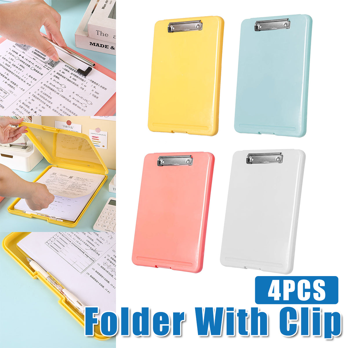 4 Pcs Transparent Document Storage Box Plastic Organizer