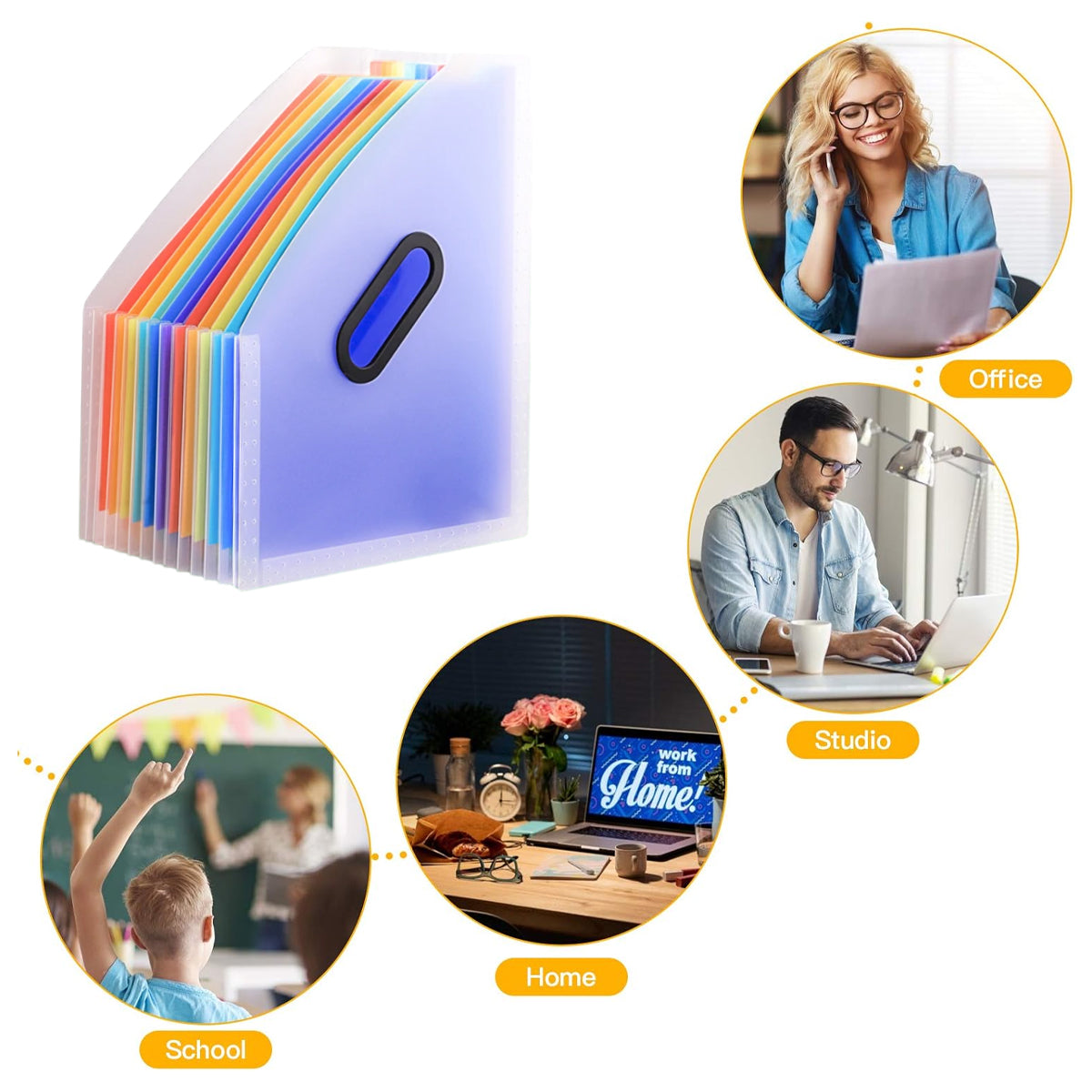 2 Pcs Stand-Up Accordion File Folder with 12 Pockets Waterproof