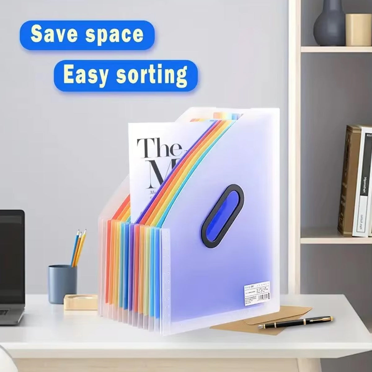 2 Pcs Stand-Up Accordion File Folder with 12 Pockets Waterproof