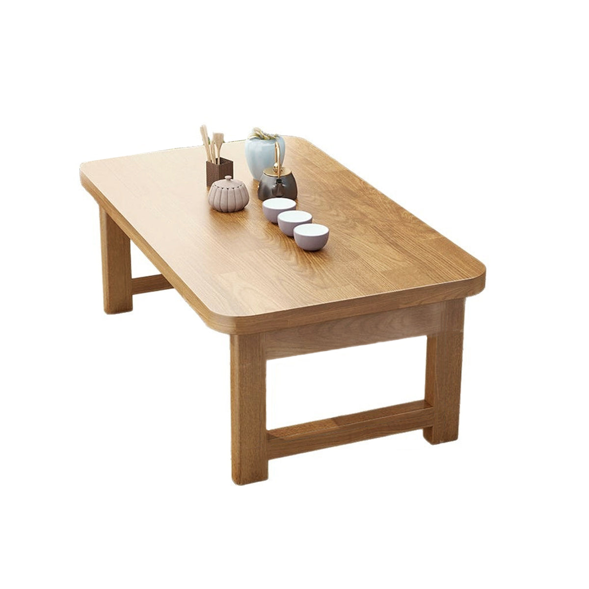 Foldable Solid Wood Low Table with Compact Space-Saving Design