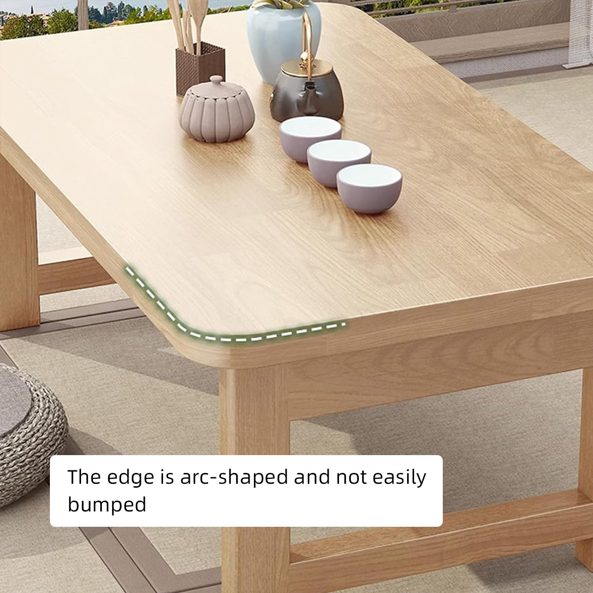 Foldable Solid Wood Low Table with Compact Space-Saving Design