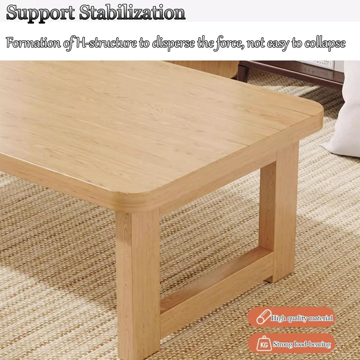 Foldable Solid Wood Low Table with Compact Space-Saving Design