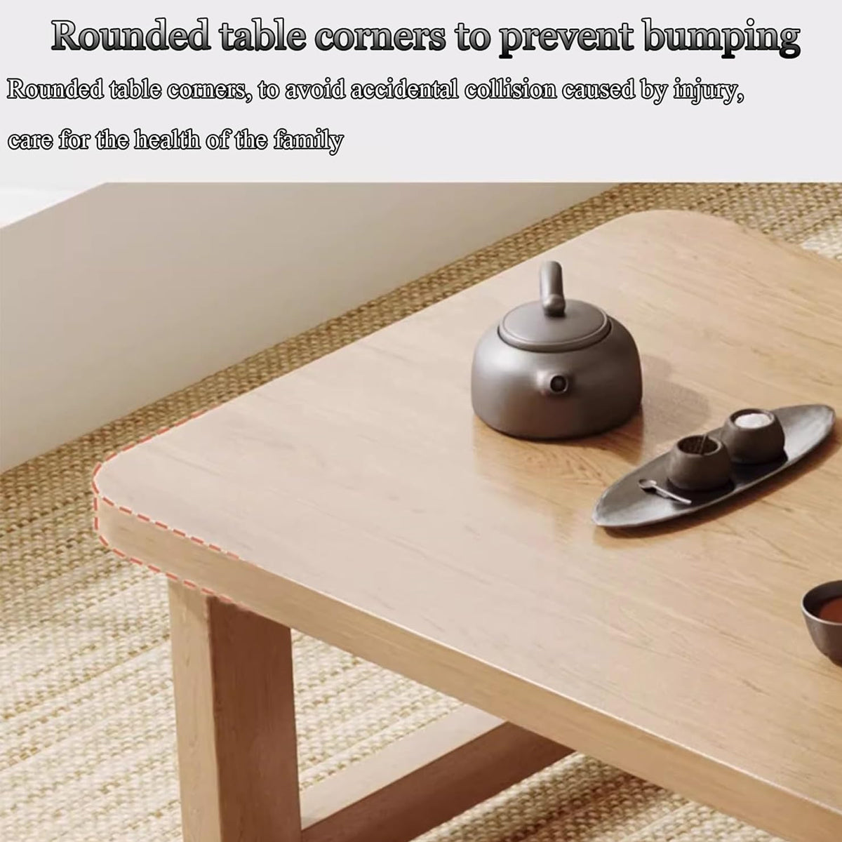 Foldable Solid Wood Low Table with Compact Space-Saving Design
