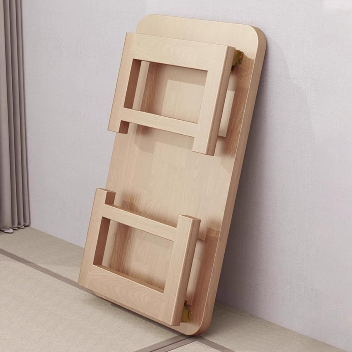 Foldable Solid Wood Low Table with Compact Space-Saving Design