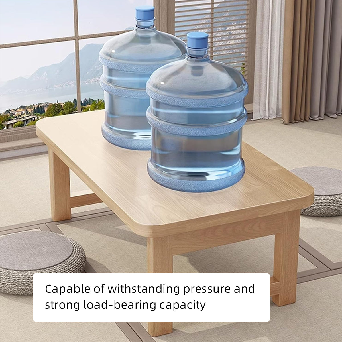 Foldable Solid Wood Low Table with Compact Space-Saving Design