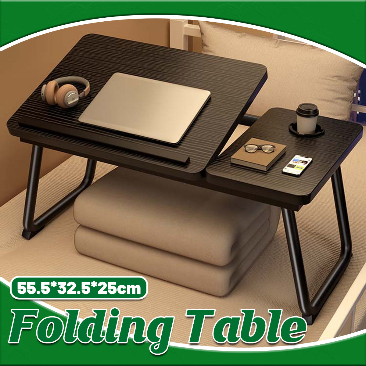 Bedside Table with Folding Tilting Desktop for Home Study
