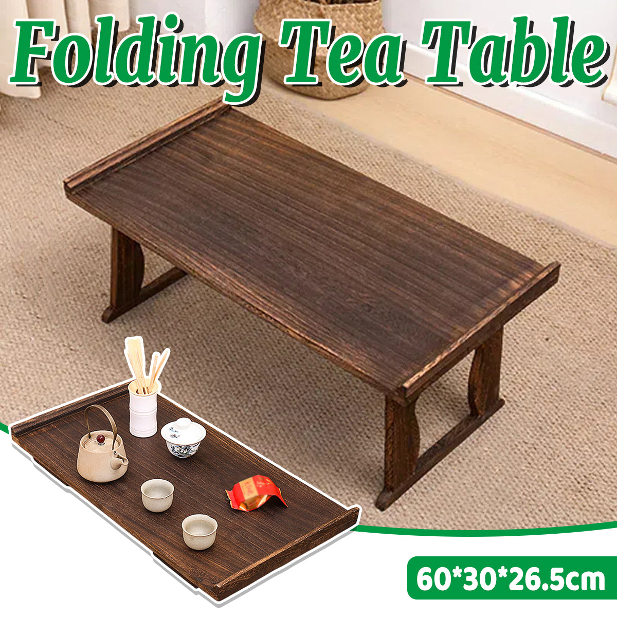 Wooden Foldable Chinese Style Tea Table Space Saving Design