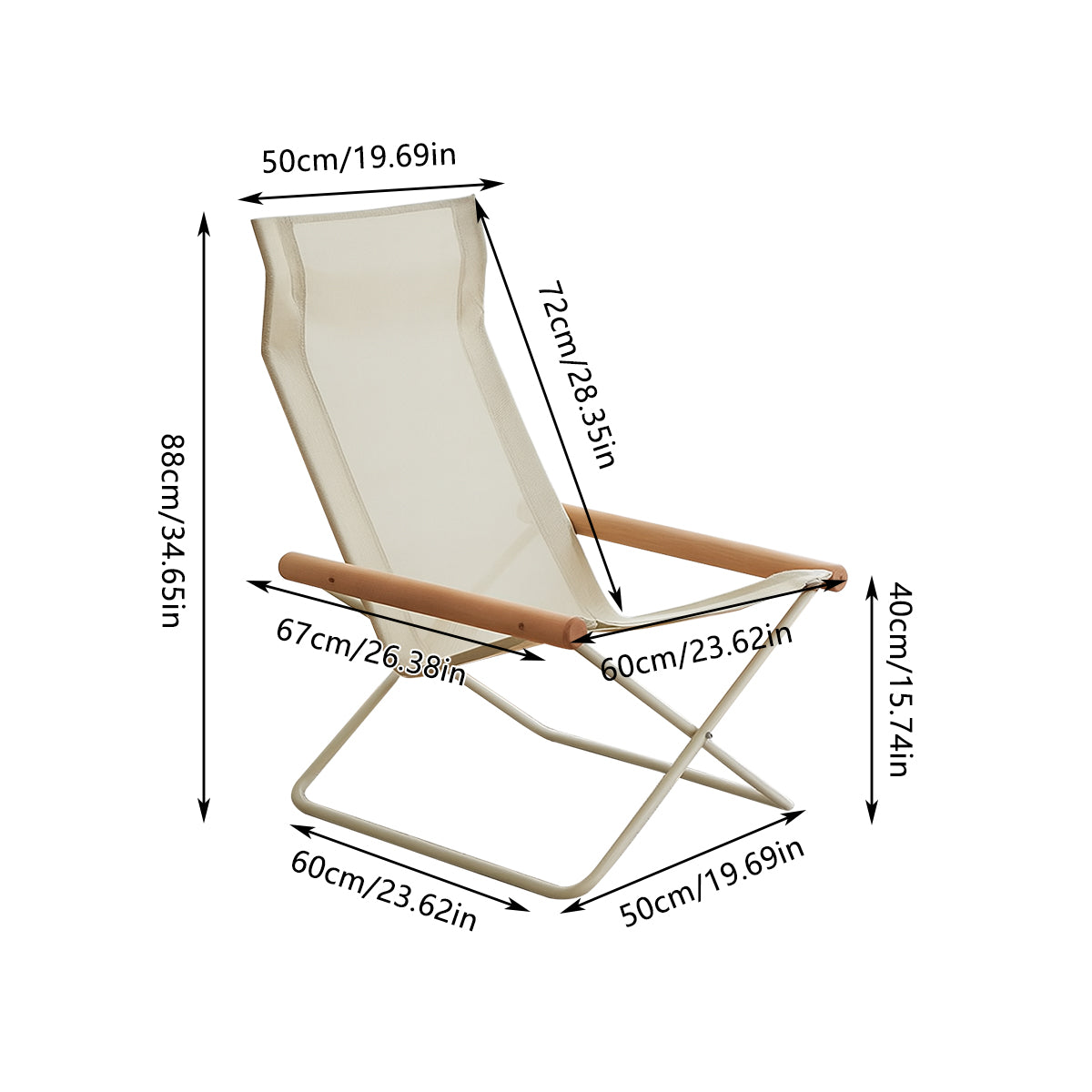 Outdoor Folding Picnic Chair Oxford Fabric Armrests