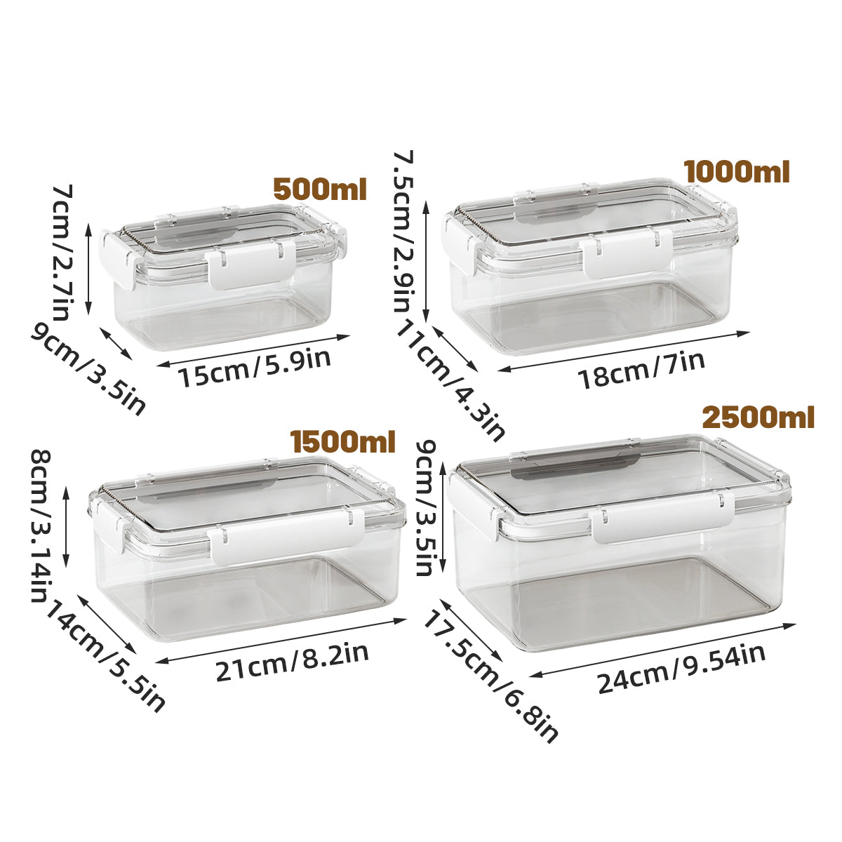 12pcs Airtight Food Storage Containers 4 Sizes