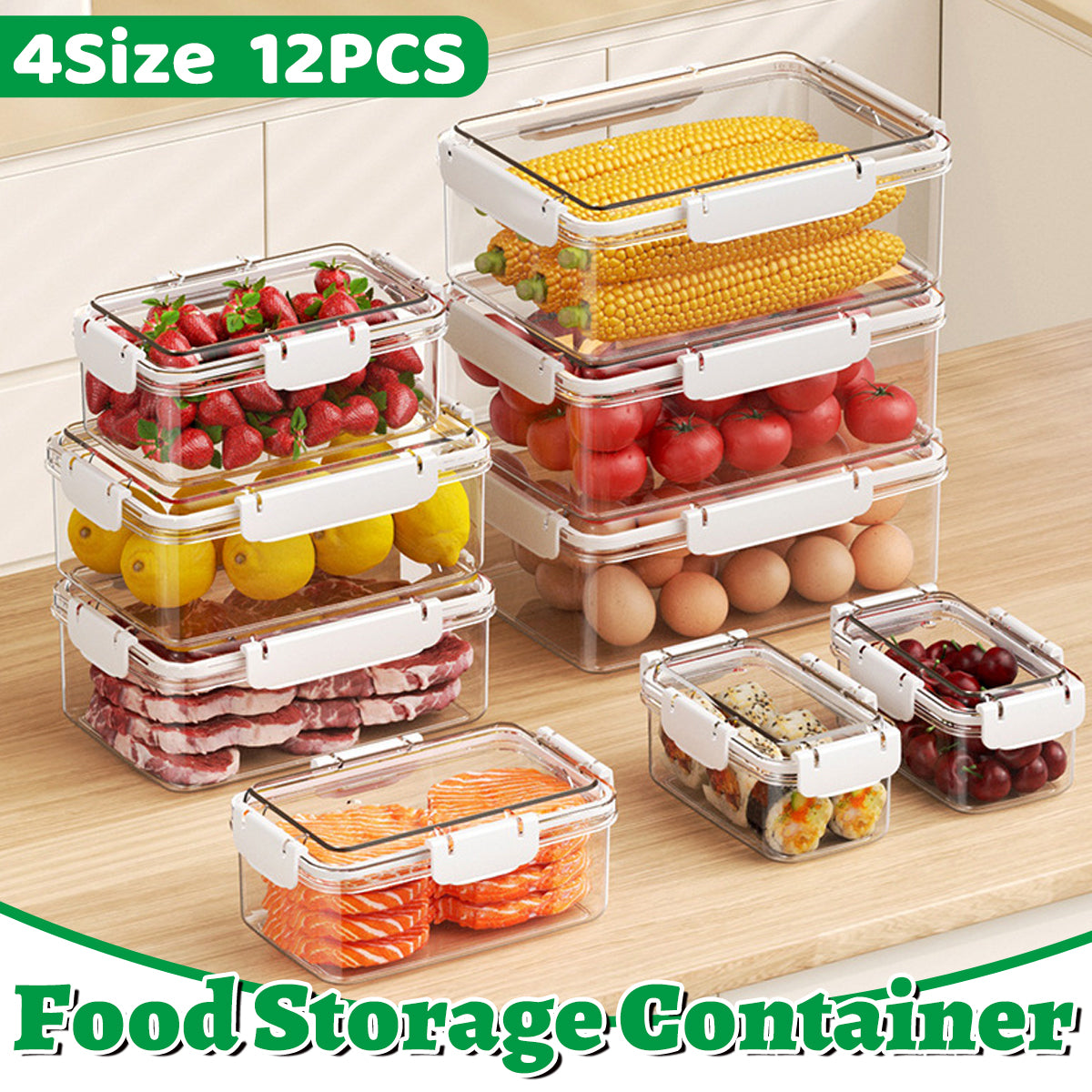 12pcs Airtight Food Storage Containers 4 Sizes