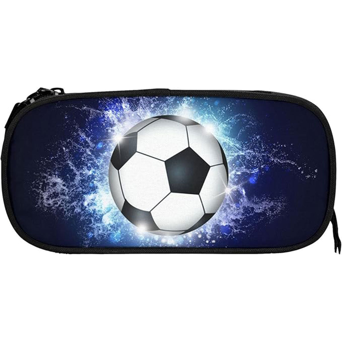 Pencil Case with Football Pattern Oxford Fabric Large Capacity