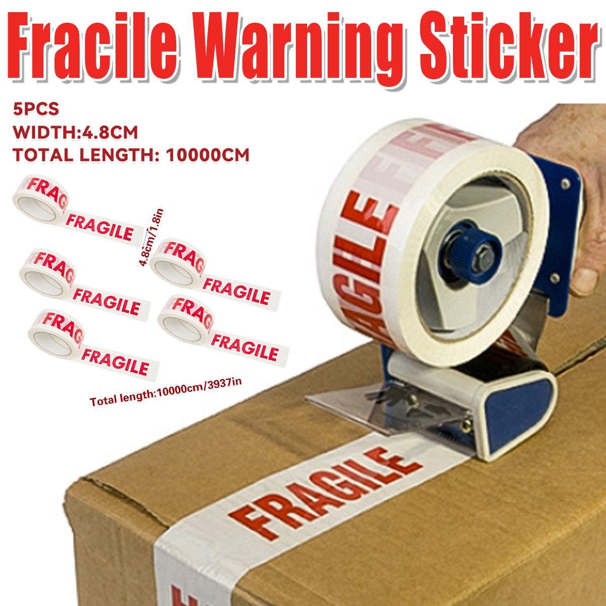 5 Rolls Fragile Stickers High Adhesion Shipping