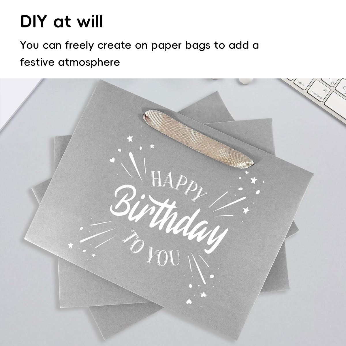 10pcs Paper Gift Bags with Ribbon Handles