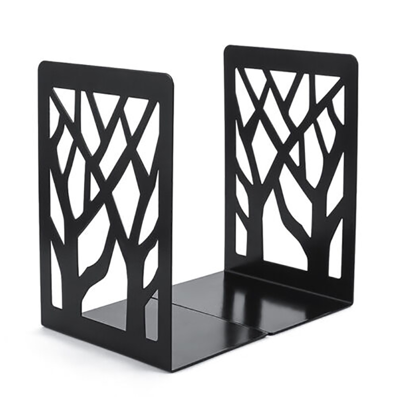 1 Pair Metal Bookends with Non-Slip Base and Tree Design