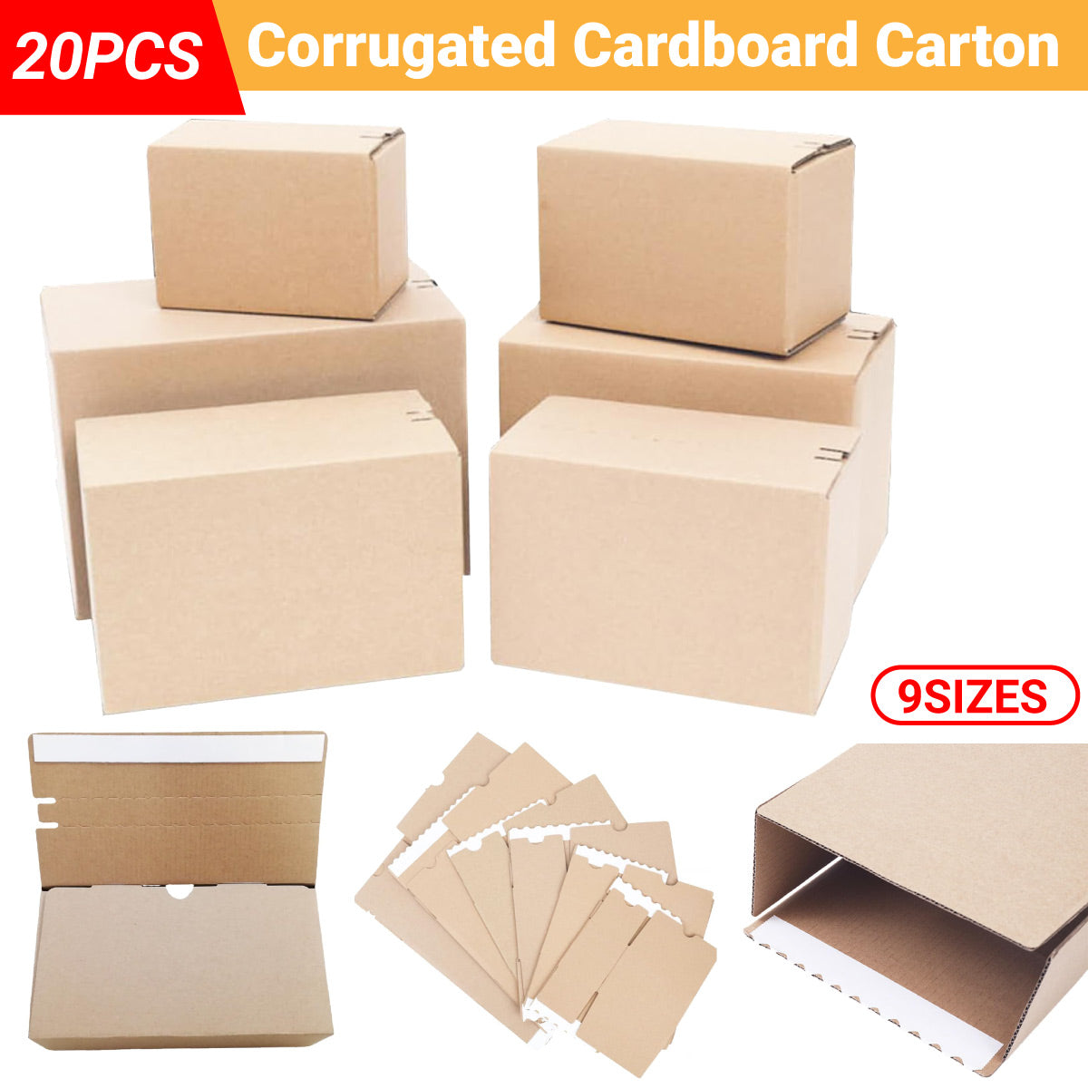 20 Pcs Zipper Carton Boxes Corrugated Cardboard Boxes for Storage Packing