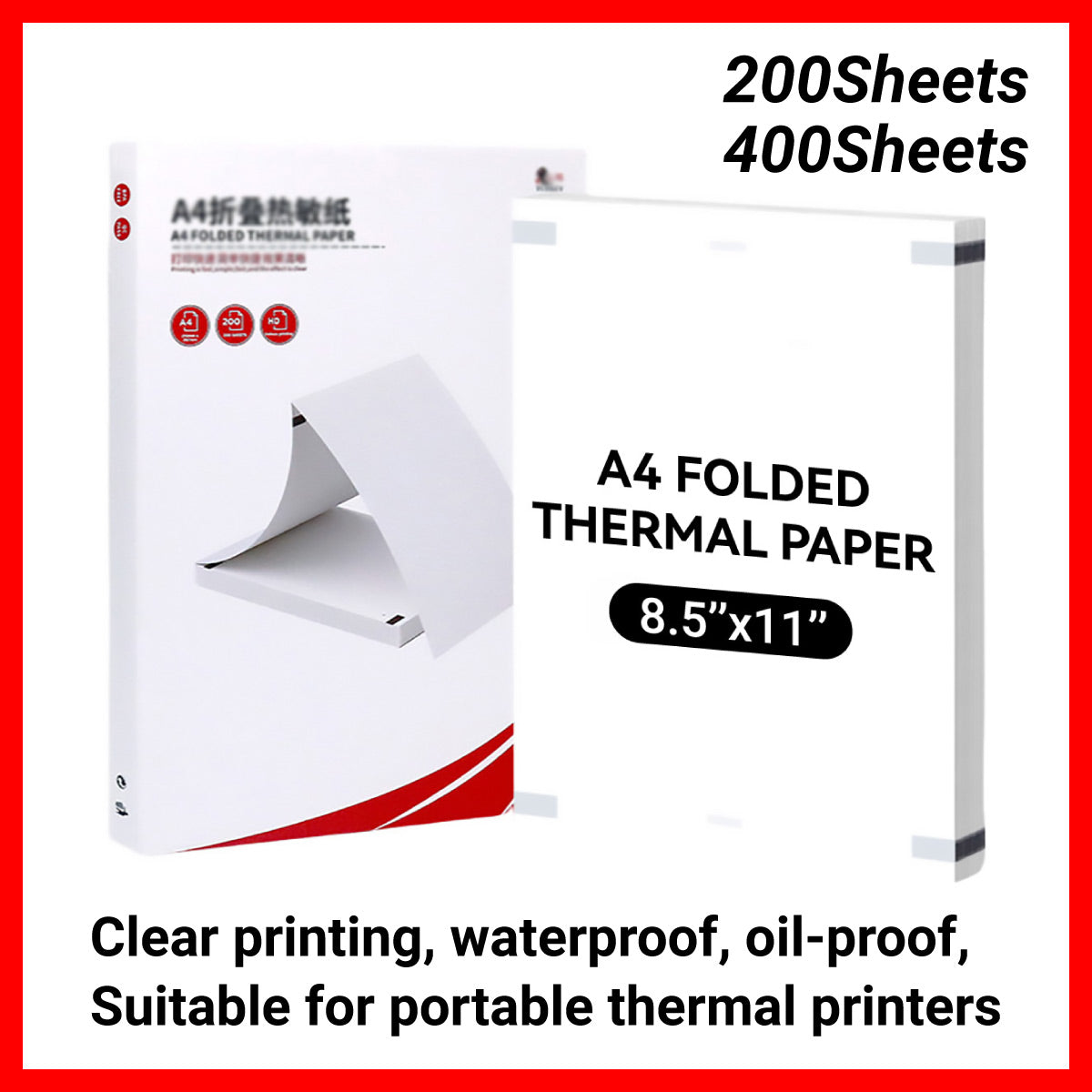 200 Sheets A4 Folded Thermal Paper Mini Printers