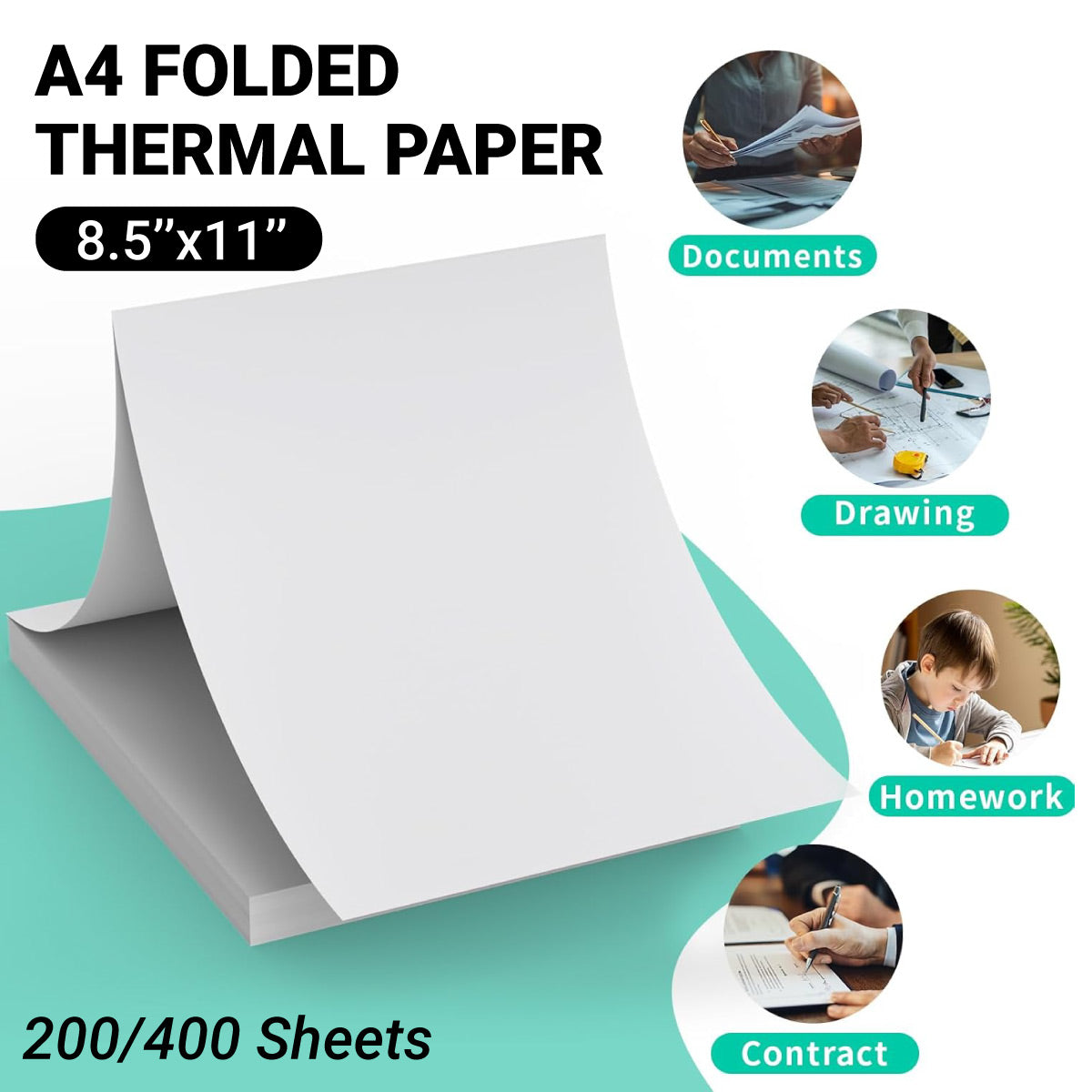 200 Sheets A4 Folded Thermal Paper Mini Printers
