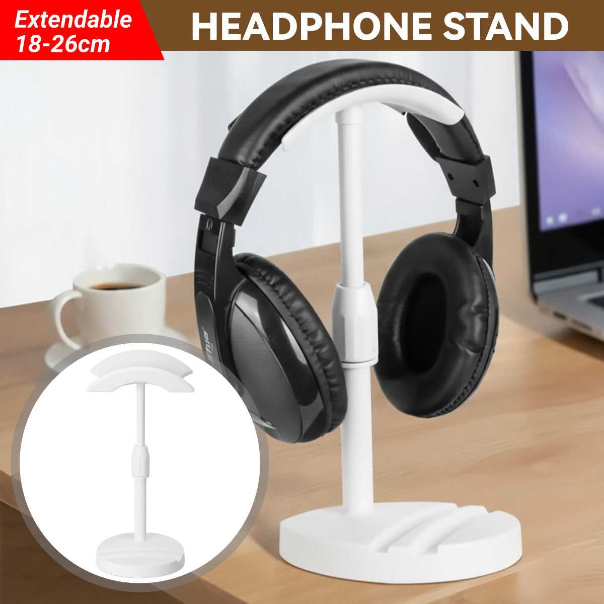 Adjustable Headphone Stand with Phone Grooves Gaming