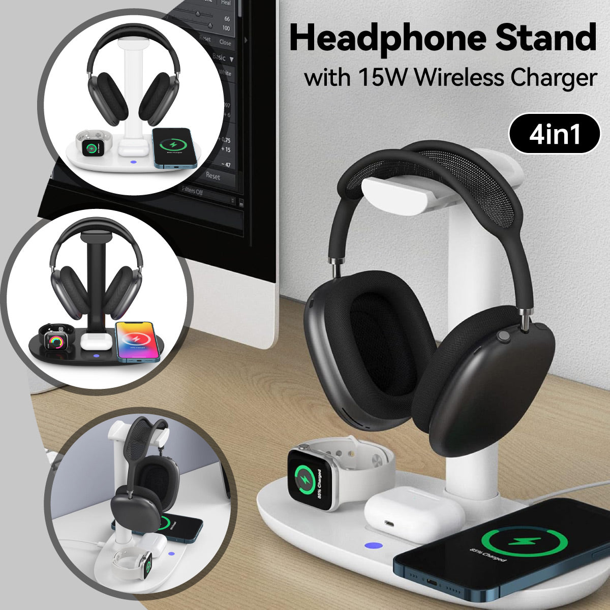 Headphone Stand Charging Station 15W Wireless Pad