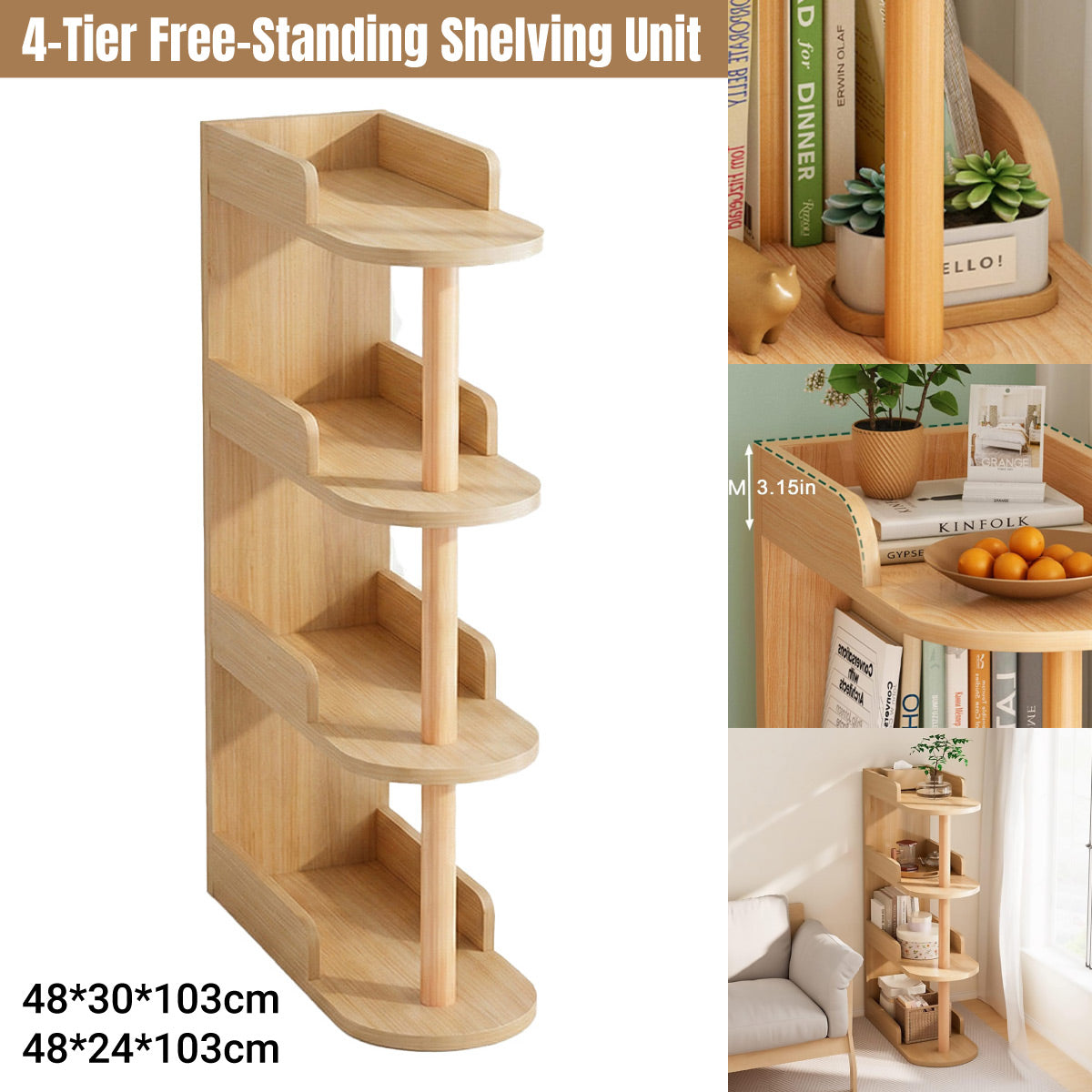 4-Tier Narrow Gap Storage Shelf for Home Bedroom