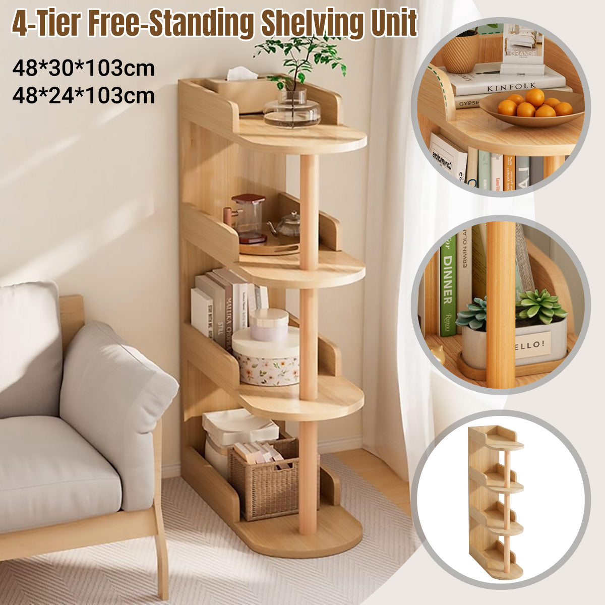 4-Tier Narrow Gap Storage Shelf for Home Bedroom